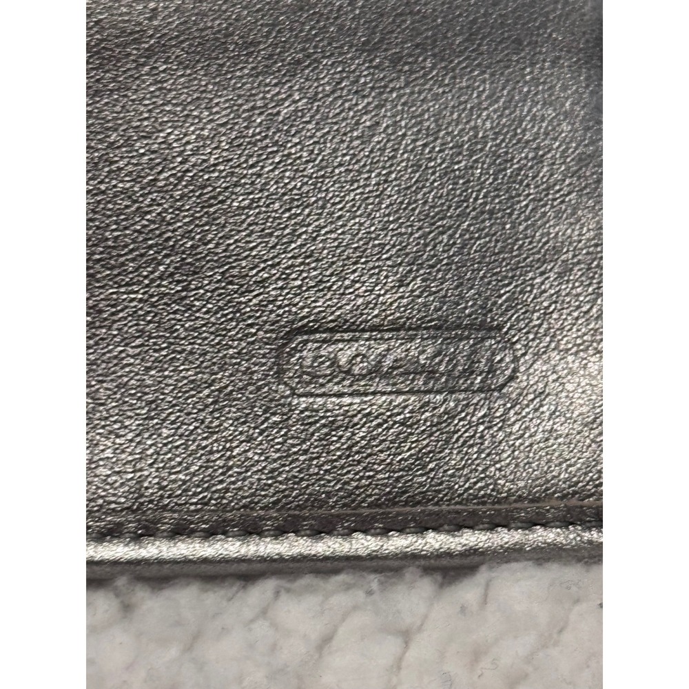 Coach Signature Optic Sateen Slim Envelope Wallet Purple Silver Buckle Flap - Picture 8 of 9